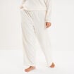 Pantalon effet velours d&eacute;tails torsades blanc femme grande taille