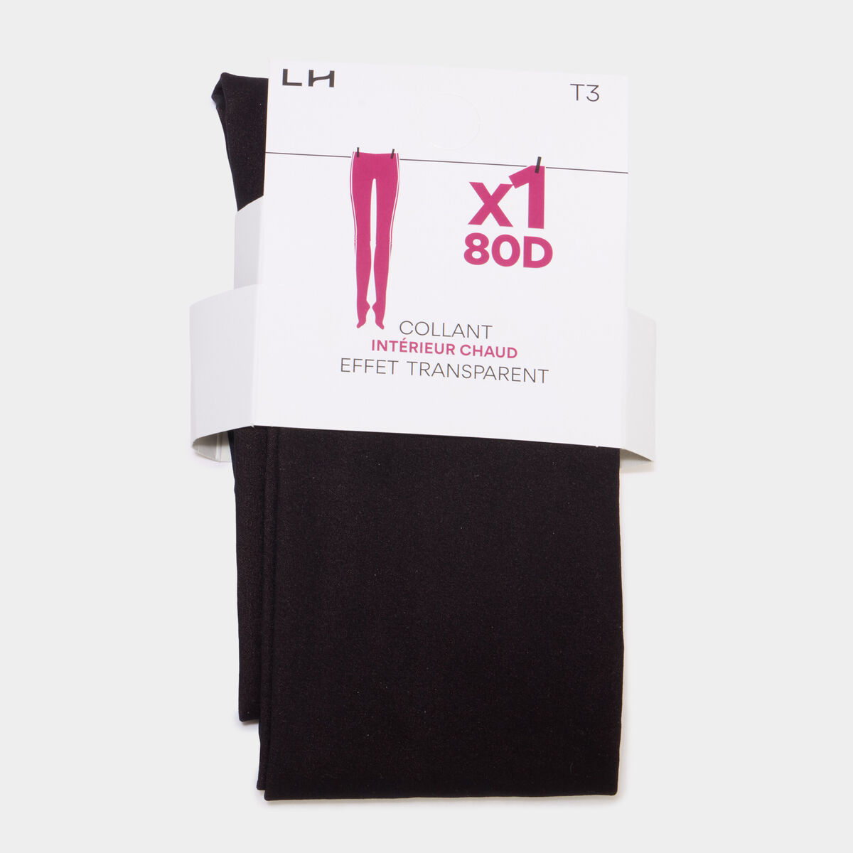 Collant polaire effet transparent 80D noir femme