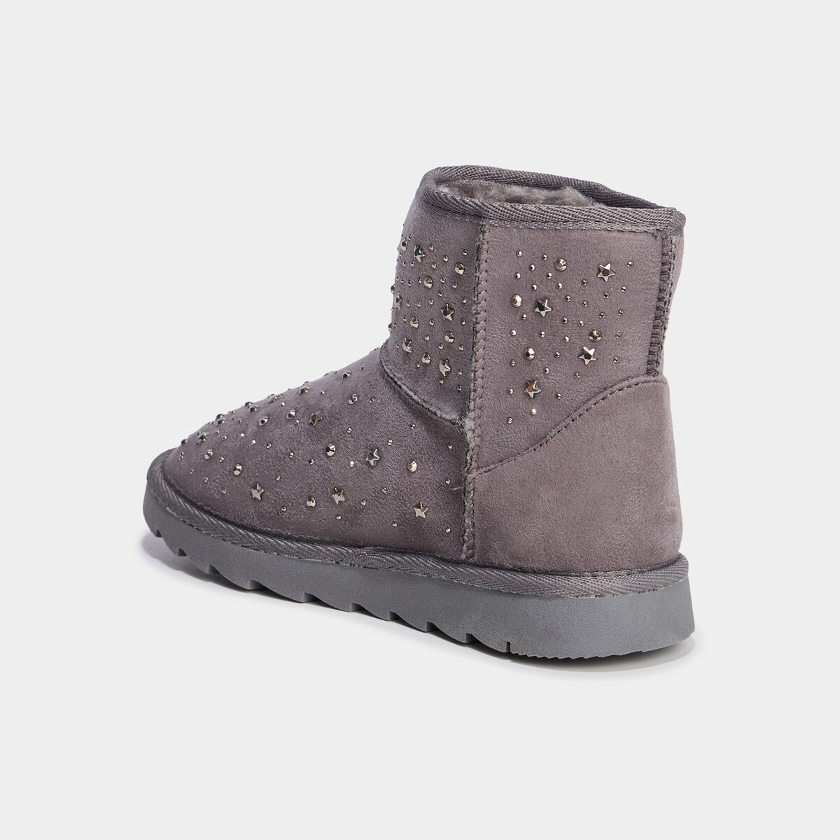 Boots fourr&eacute;es &agrave; clous gris fille