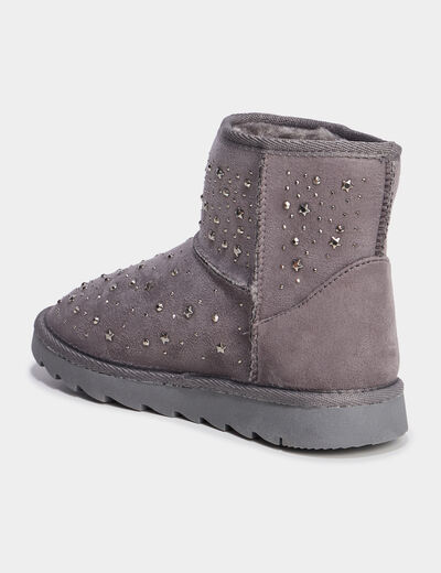Boots fourr&eacute;es &agrave; clous gris fille
