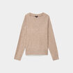 Pull droit &agrave; sequins et col en V beige femme