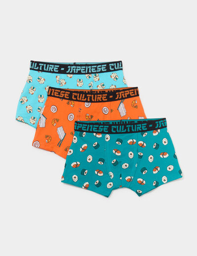 Lot 3 boxers coton orange corail garçon
