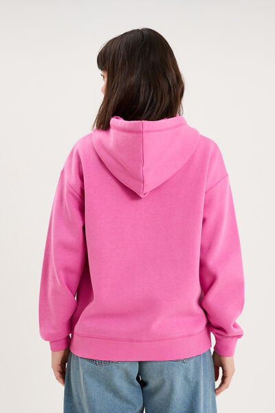 Sweat zipp&eacute; &agrave; capuche rose fushia femme