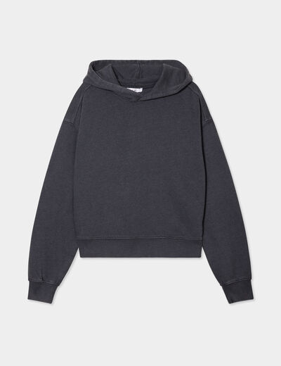 Sweat à capuche hoodie coton gris foncé femme