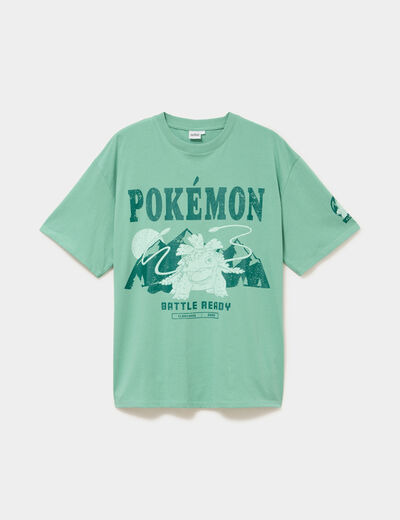 T-shirt &agrave; manches courtes coton Pok&eacute;mon vert homme
