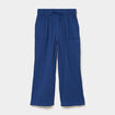 Pantalon fluide &eacute;lastiqu&eacute; gaze de coton bleu marine femme