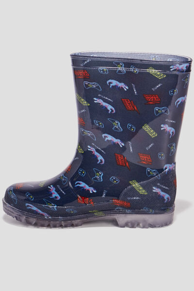 Bottes de pluie imprimé bleu marine garçon