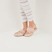 Chaussons mules sequins et fourrure jaune or femme