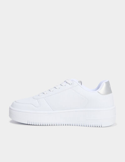Tennis basses plateformes Champion gris argent femme