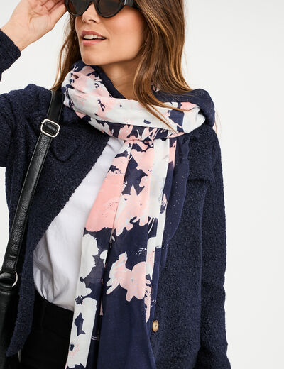 Foulard détails paillettes bleu marine femme