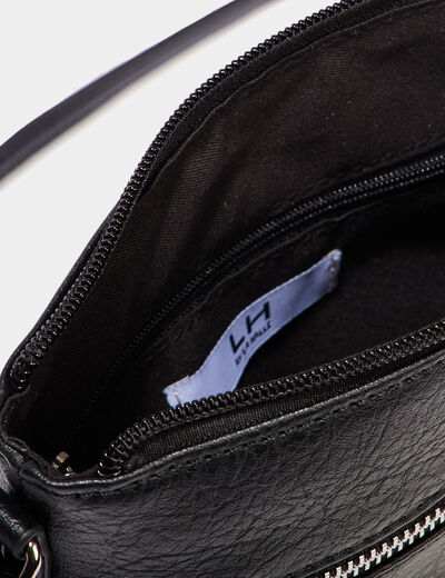 Sac à bandoulière détails zippés noir femme