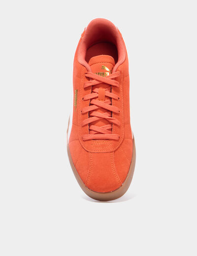 Tennis basses &agrave; lacets en cuir Puma Club orange fonc&eacute; homme