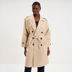 Trench long ceintur&eacute; beige femme