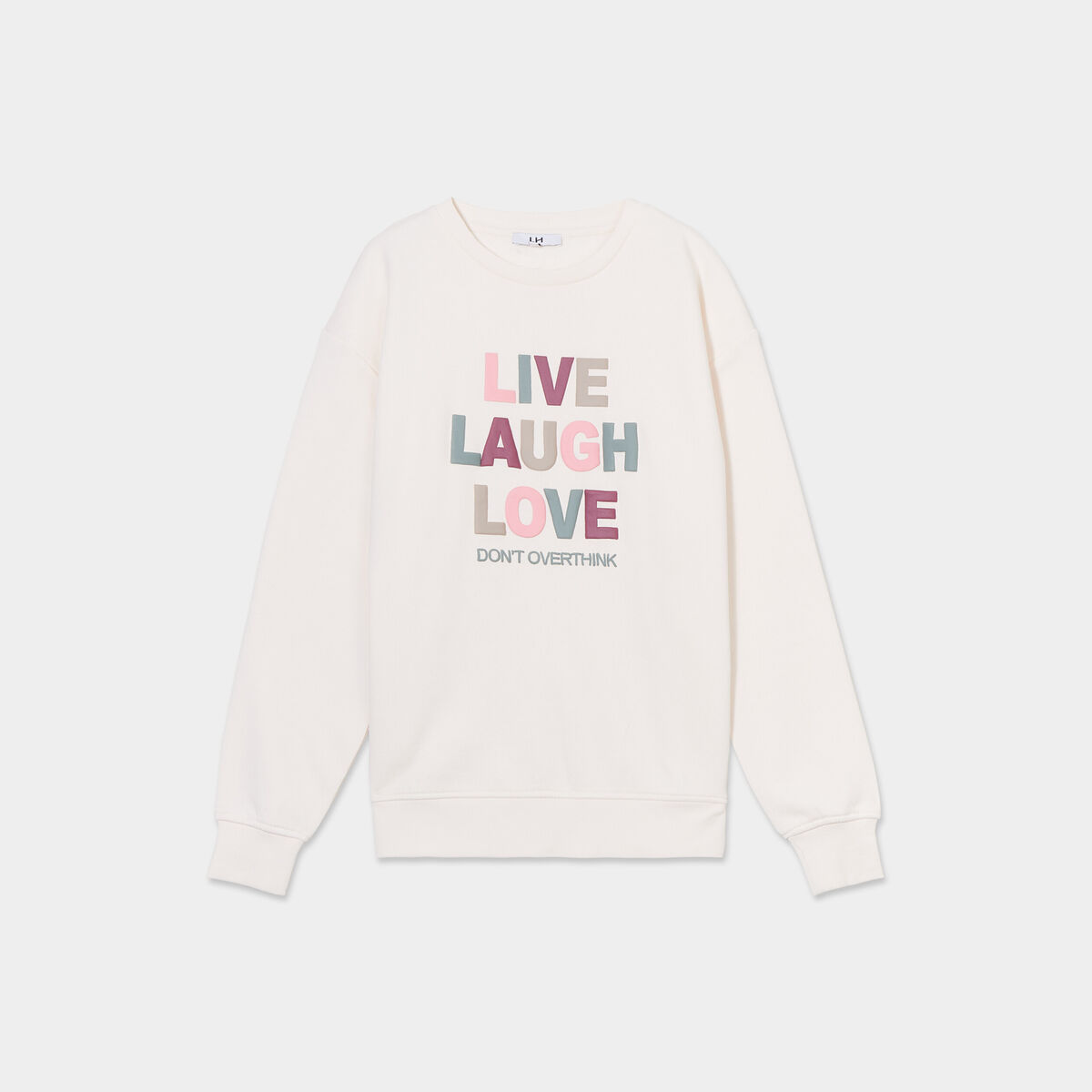 Sweat col rond manches longues creme femme
