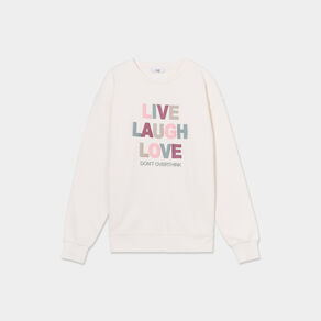 Sweat col rond manches longues creme femme