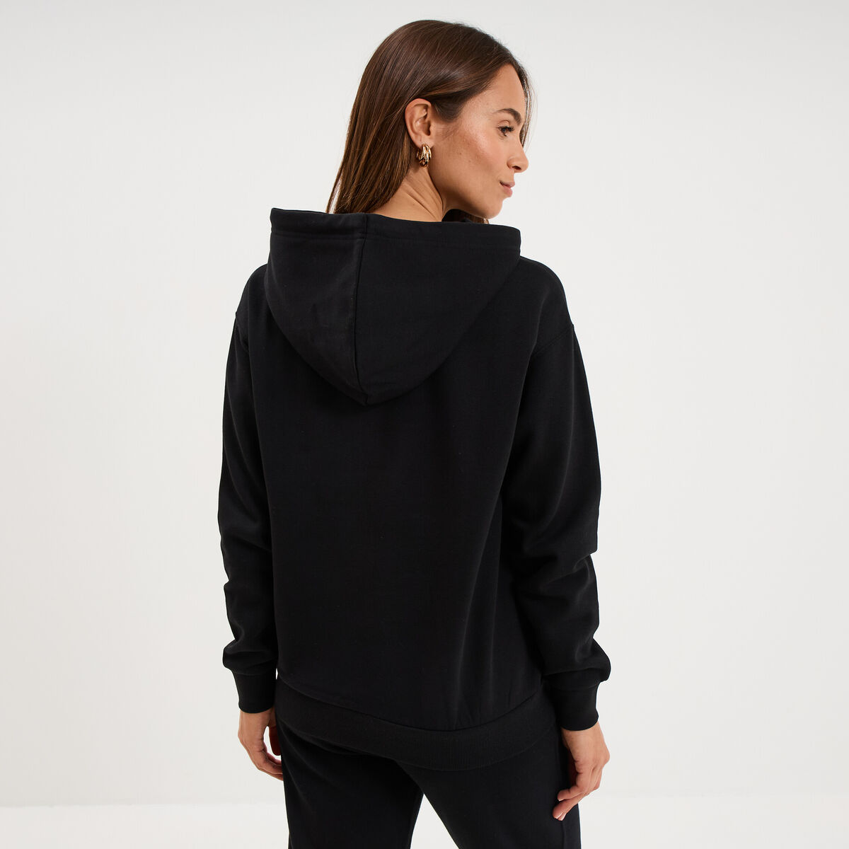 Sweat hoodie molleton &agrave; capuche noir femme