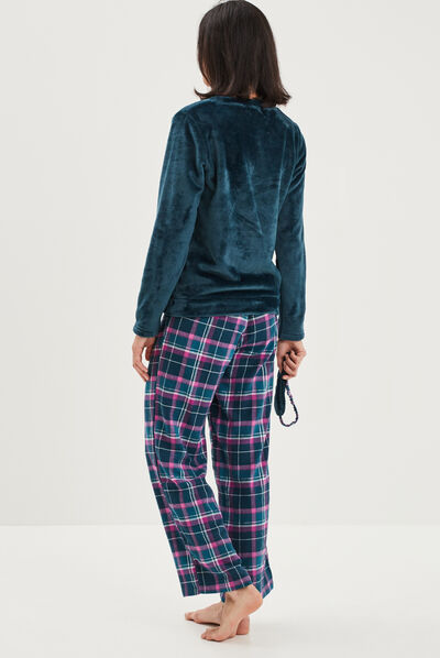 Ensemble pyjama velours 3 pièces violet femme