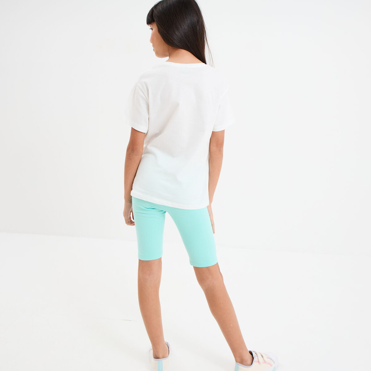 Ensemble 2 pièces avec cycliste coton blanc fille
