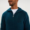 Pull avec col camionneur c&ocirc;tel&eacute; bleu canard homme