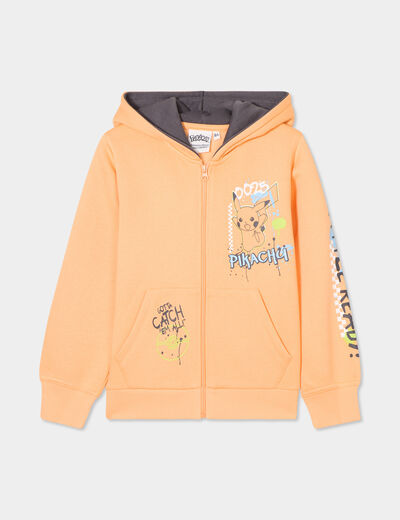 Sweat zippé à capuche Pokémon Pikachu rose saumon garçon