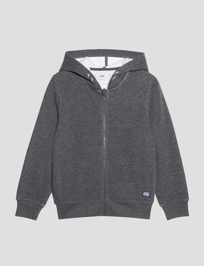 Sweat zippé à capuche gris garçon