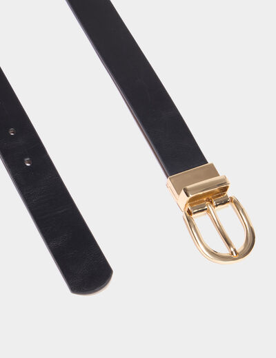 Ceinture r&eacute;versible &agrave; boucle ronde noir femme