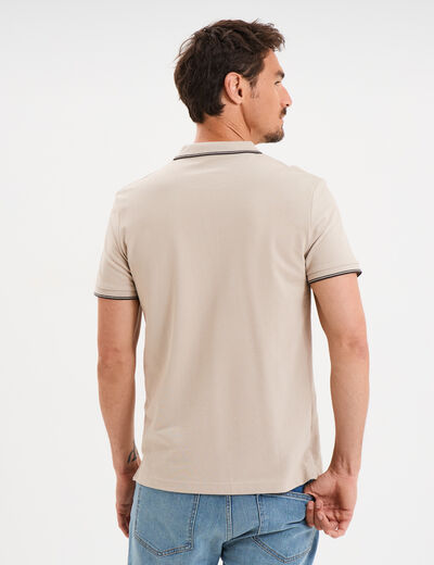Polo manches courtes bords contrastés sable homme