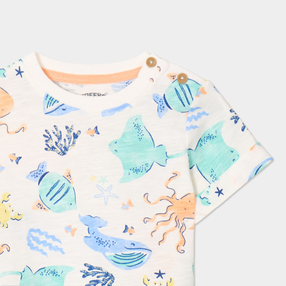 T-shirt avec manches courtes coton ecru b&eacute;b&eacute; gar&ccedil;on