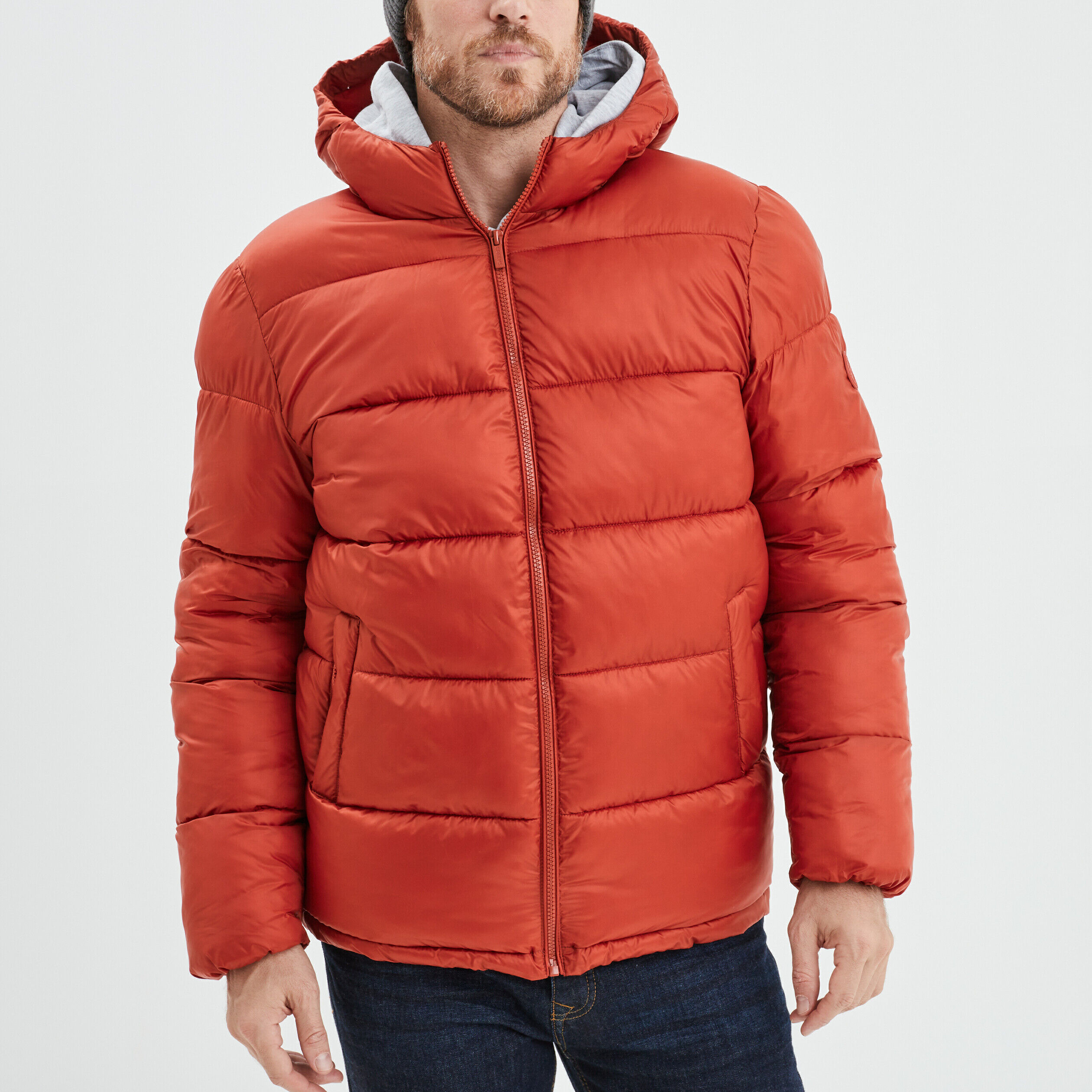 Doudoune zippée à capuche orange foncé homme CREEKS