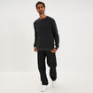 Pull col rond manches longues gris fonc&eacute; homme