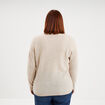 Pull col en V manches longues beige femme grande taille