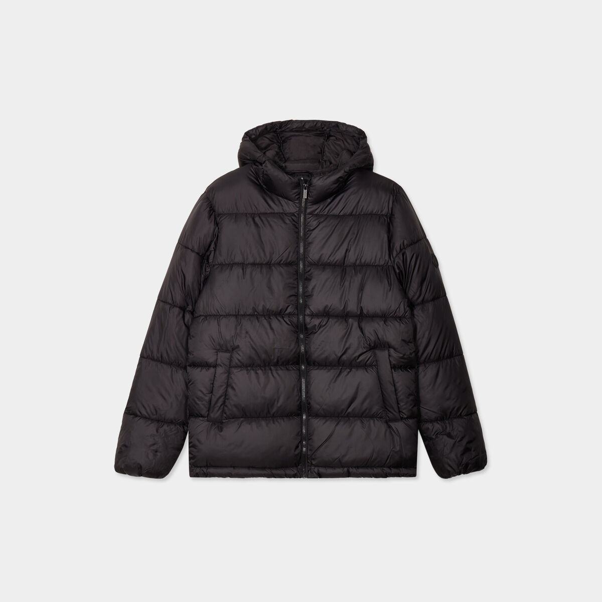 Doudoune doublée zippée à capuche noir homme