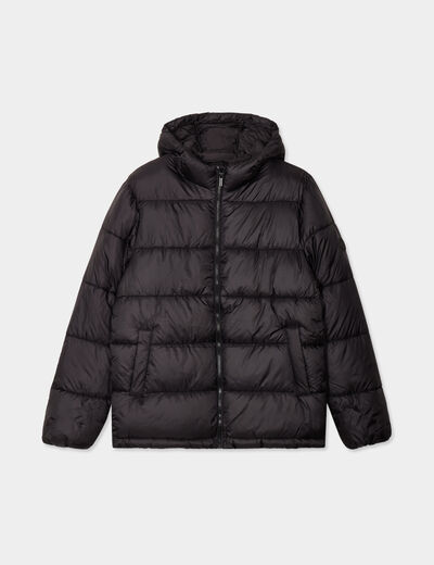 Doudoune doublée zippée à capuche noir homme
