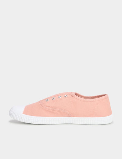Tennis basses en toile à enfiler rose clair femme