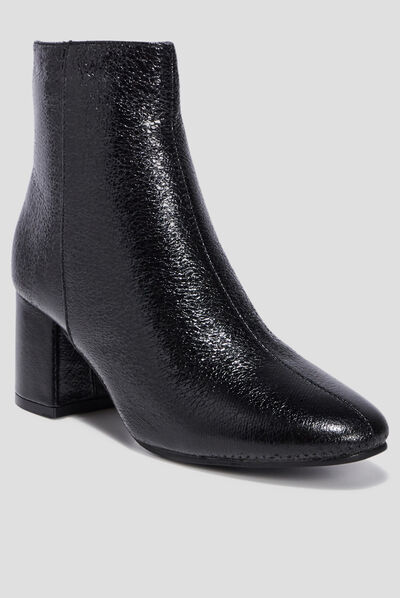 Bottines à talons carrés noir femme