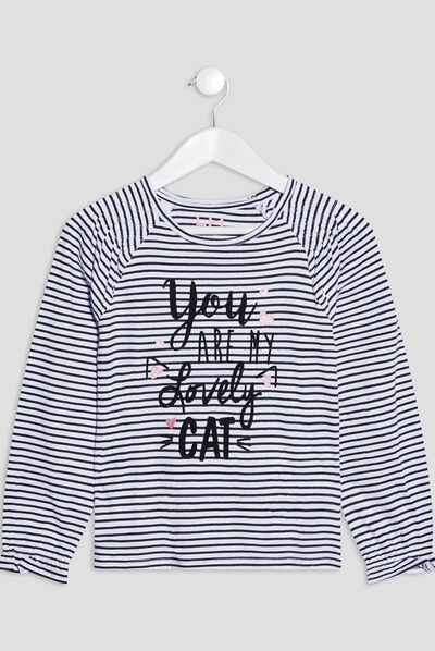 T-shirt manches longues ivoire fille