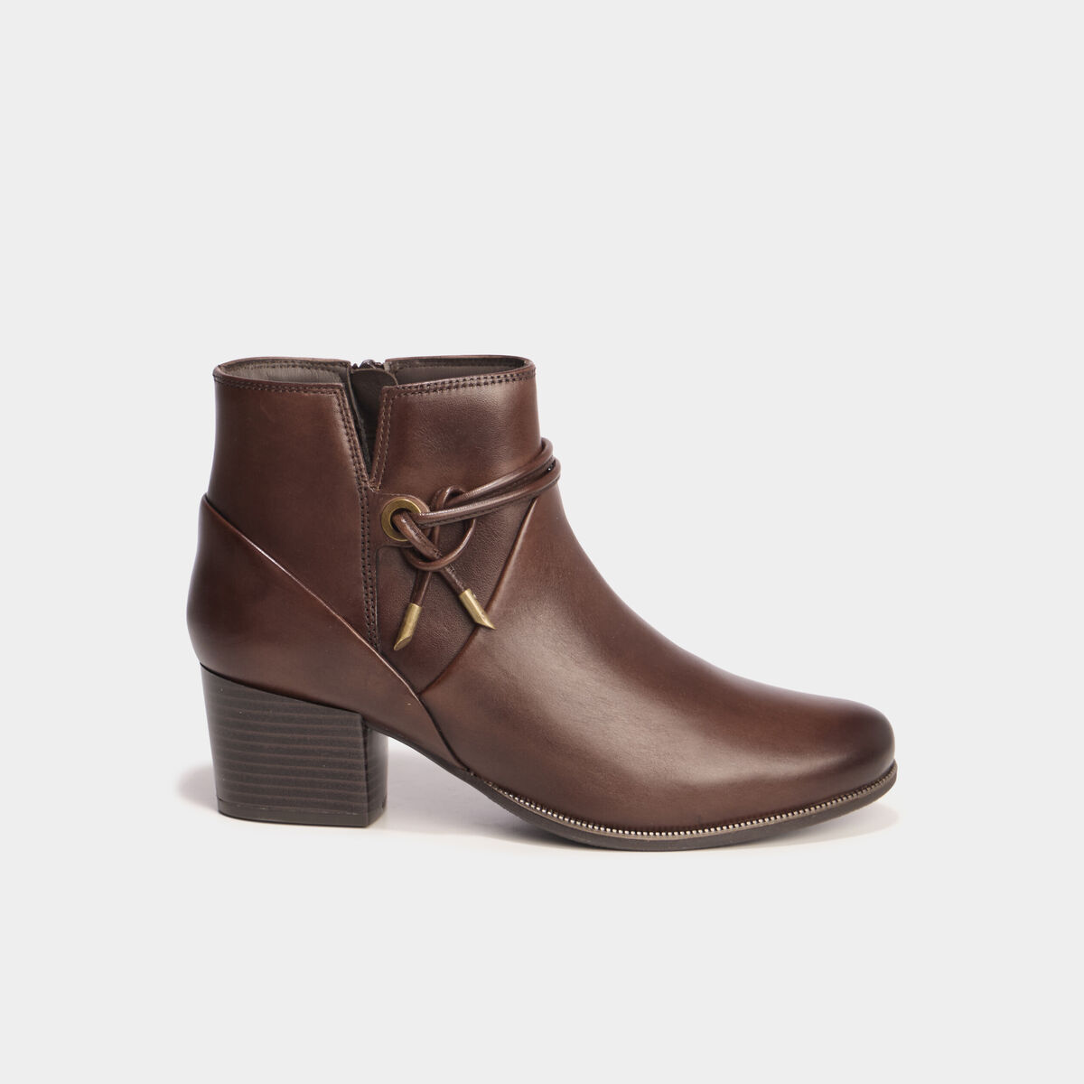 Boots confort en cuir marron femme