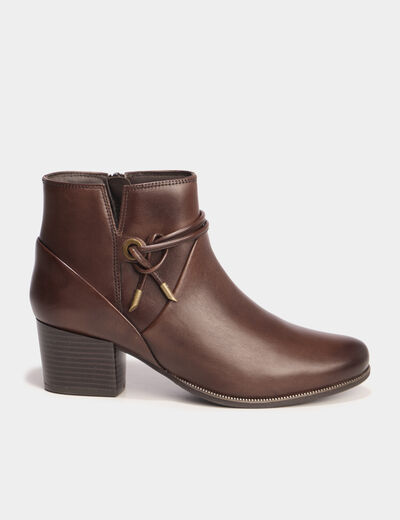 Boots confort en cuir marron femme