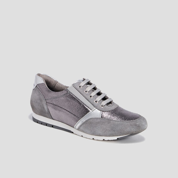 tennis a lacets en cuir gris femme Tennis à lacets en cuir gris femme