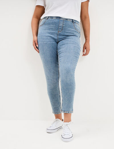 Jegging avec passants taille haute denim double stone femme grande taille