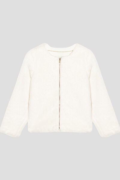 Gilet zippé fausse fourrure ivoire fille