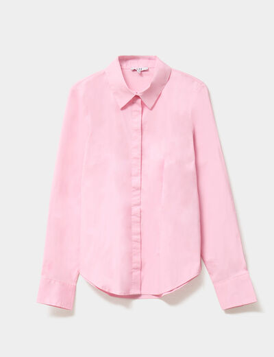 Chemise cintr&eacute;e manches longues rose clair femme