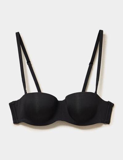 Soutien-gorge bandeau microfibre noir femme
