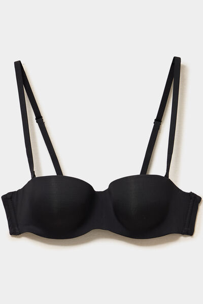 Soutien-gorge bandeau microfibre noir femme