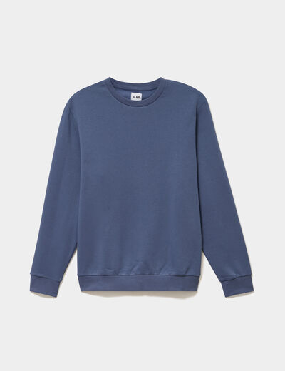 Sweat molleton col rond bleu lavande homme