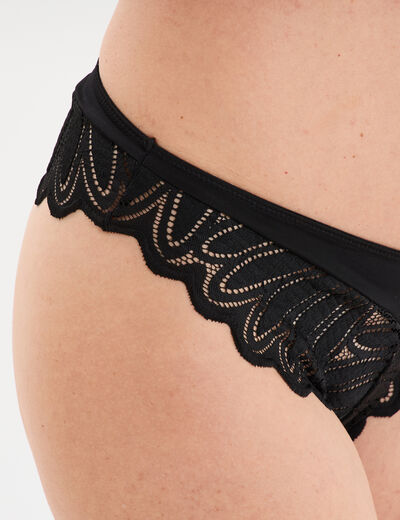 Tanga avec dentelle noir femme