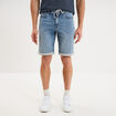 Bermuda droit &agrave; coulisse en jean denim double stone homme