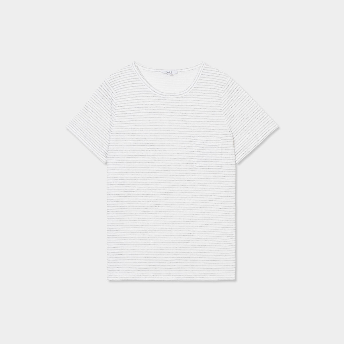 T-shirt col rond 1 poche manches courtes ecru femme