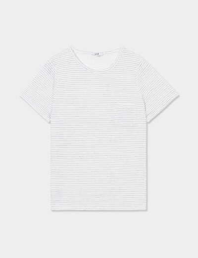T-shirt col rond 1 poche manches courtes ecru femme