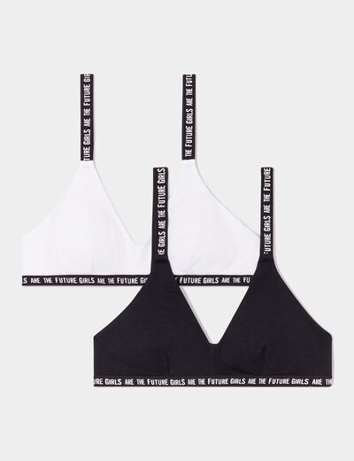 Lot 2 brassières forme triangle coton noir fille